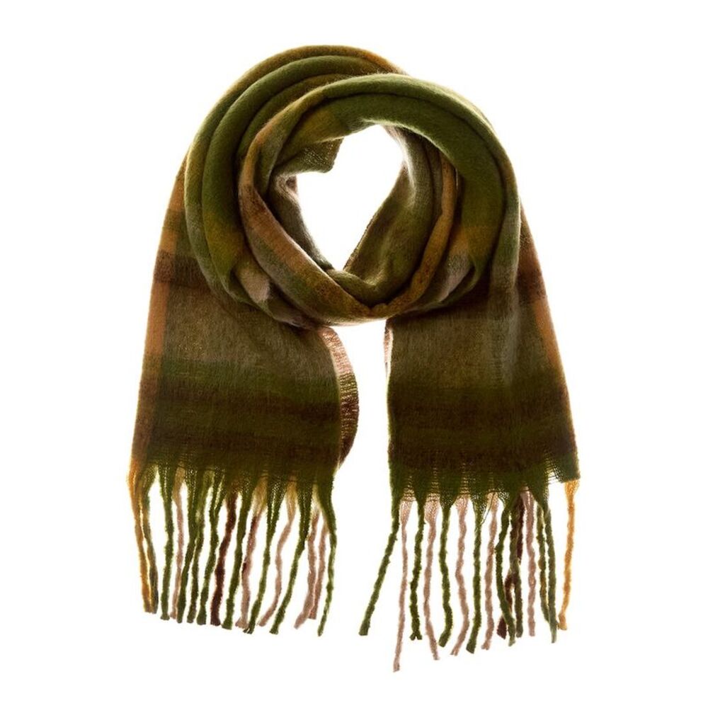 La Fiorentina Plush Fringe Scarf, Green